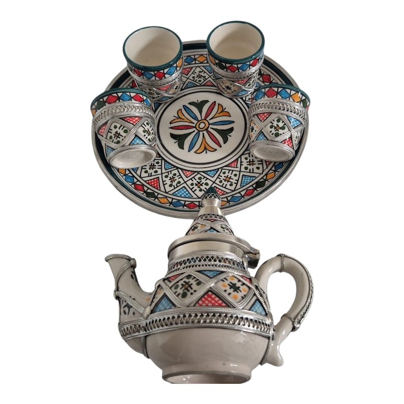 Ceramic Teapot with Cups and Tray - Image 3