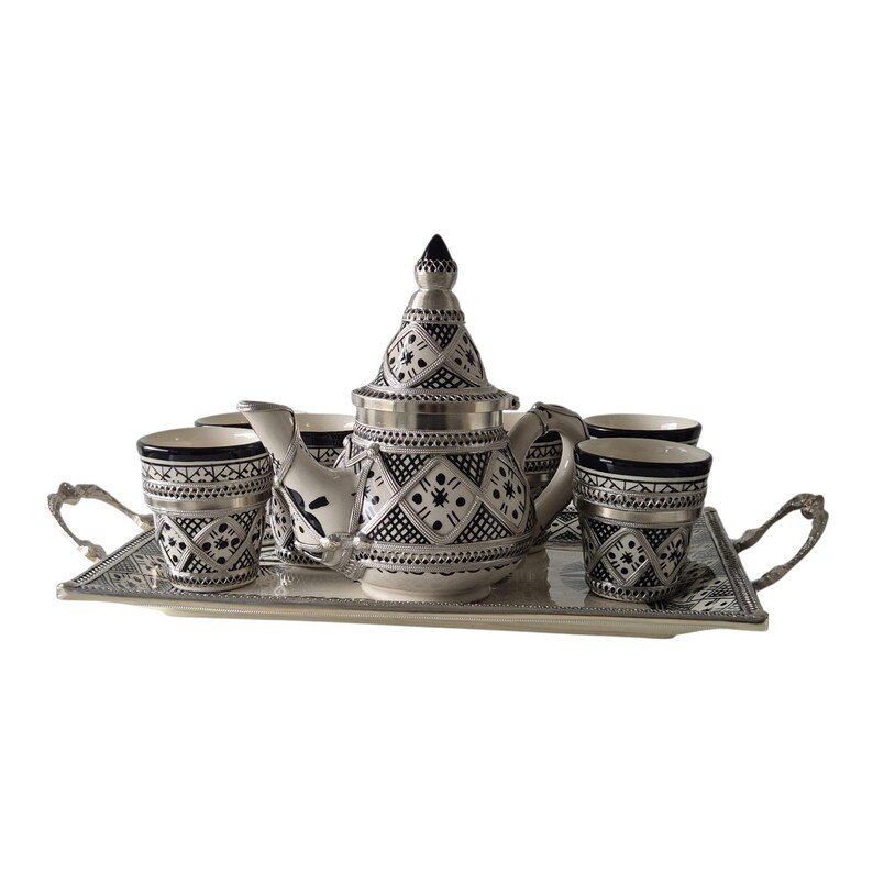 Ceramic Teapot with Cups and Tray - Image 4