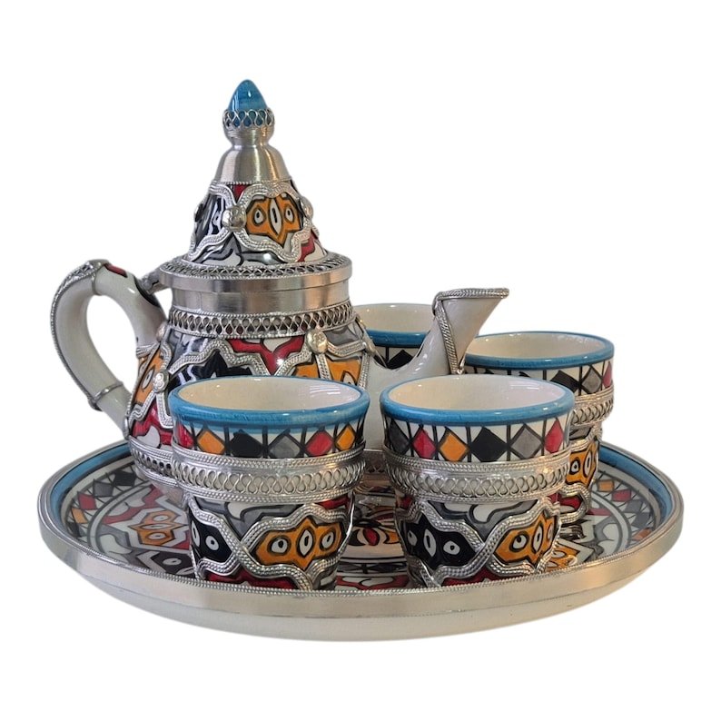 Ceramic Teapot with Cups and Tray - Image 11