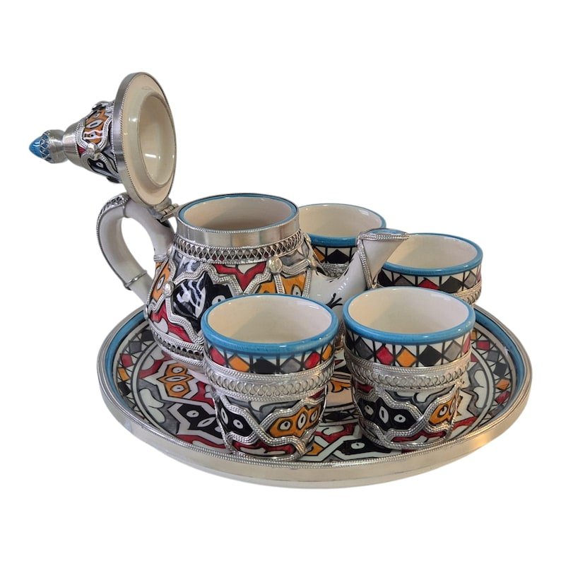 Ceramic Teapot with Cups and Tray - Image 12