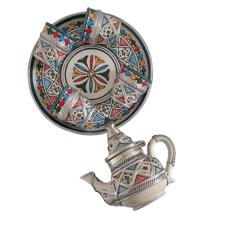 Ceramic Teapot with Cups and Tray - Image 14