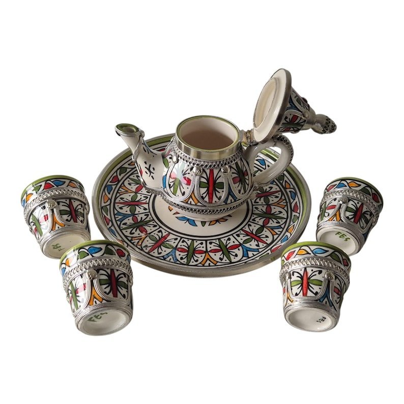 Ceramic Teapot with Cups and Tray - Image 6