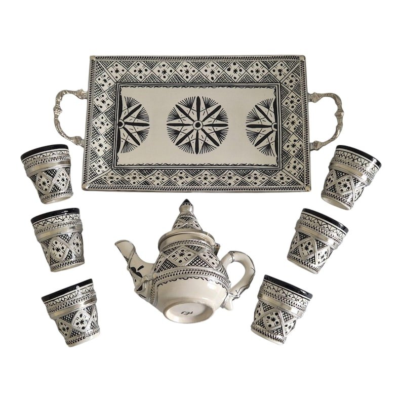Ceramic Teapot with Cups and Tray - Image 7
