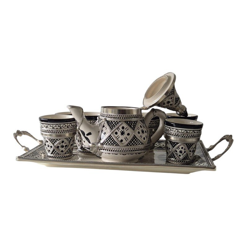 Ceramic Teapot with Cups and Tray - Image 9