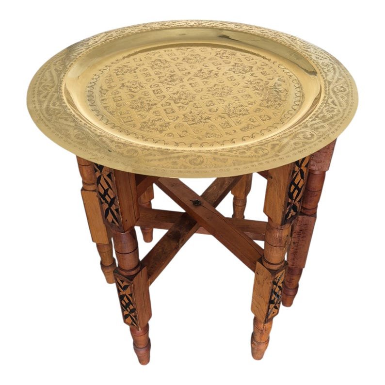 Moroccan Brass Tea Table - Image 9