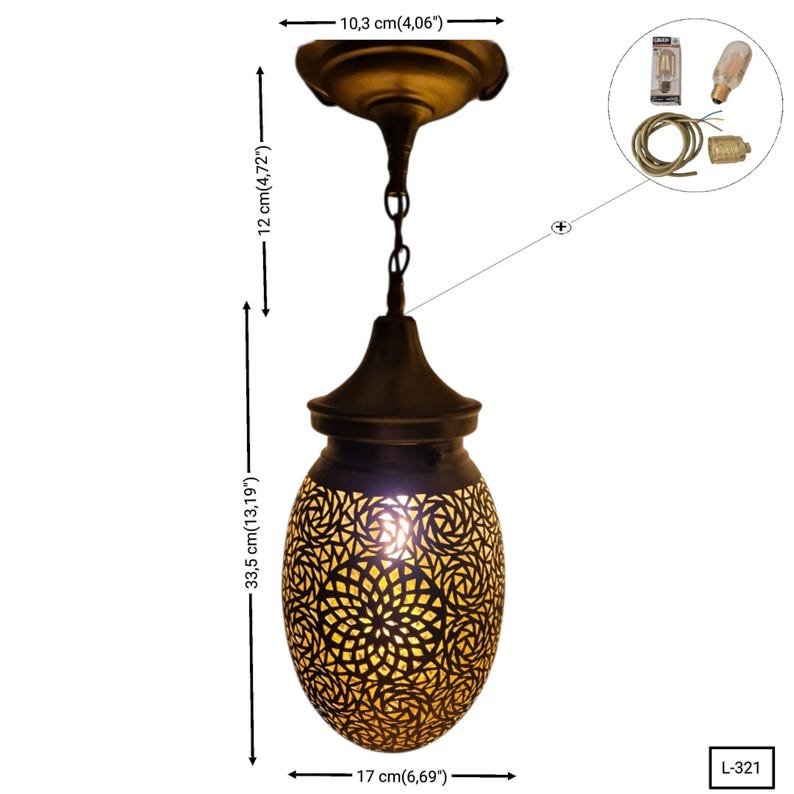 Moroccan Brass Pendant Light - Image 2