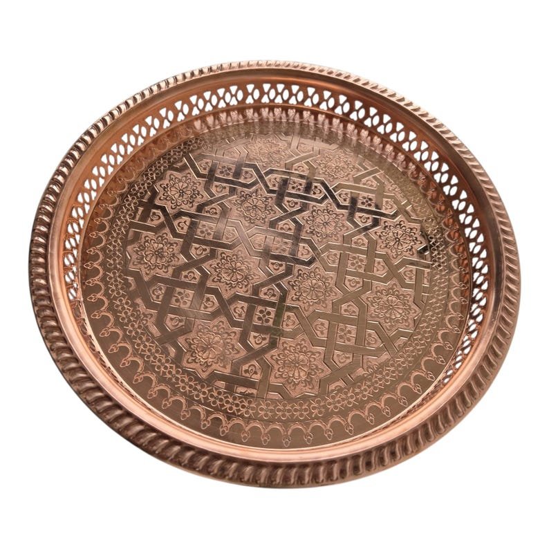 Vintage Moroccan Copper Tray - Image 3