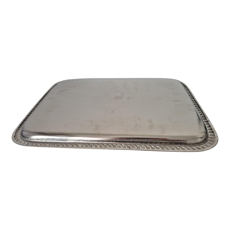 Moroccan Rectangular Silver Plated Brass Tray - Image 2