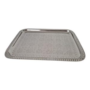 Moroccan Rectangular Silver Plated Brass Tray