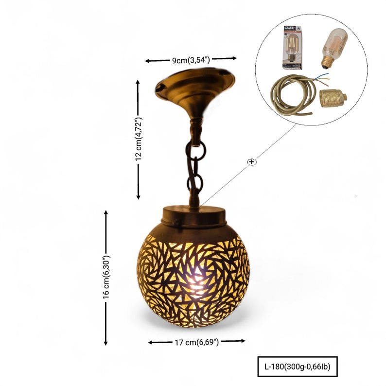 Moroccan Brass Pendant Light - Image 17
