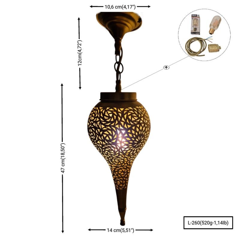Moroccan Brass Pendant Light - Image 8