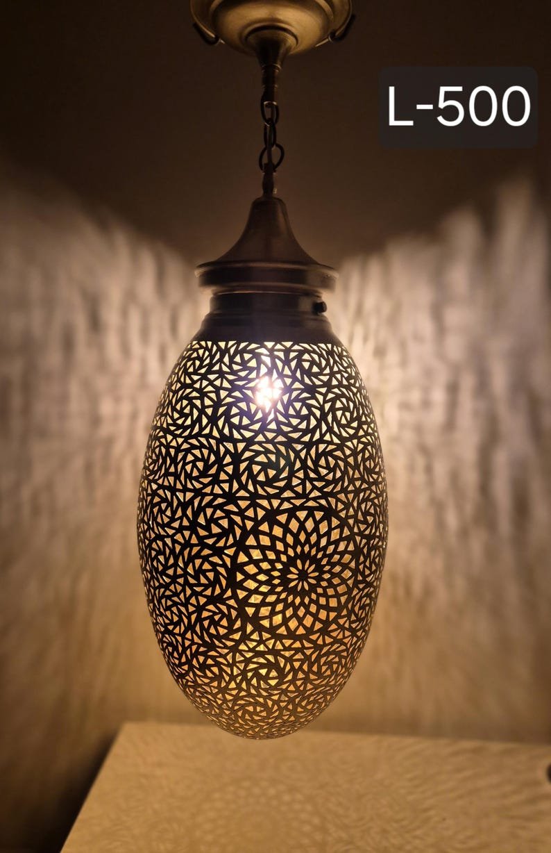 Moroccan Brass Pendant Light - Image 9